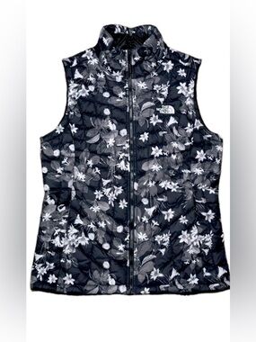 Womens The North Face Black Floral Crystal Printed ThermoBall Insulated Vest L